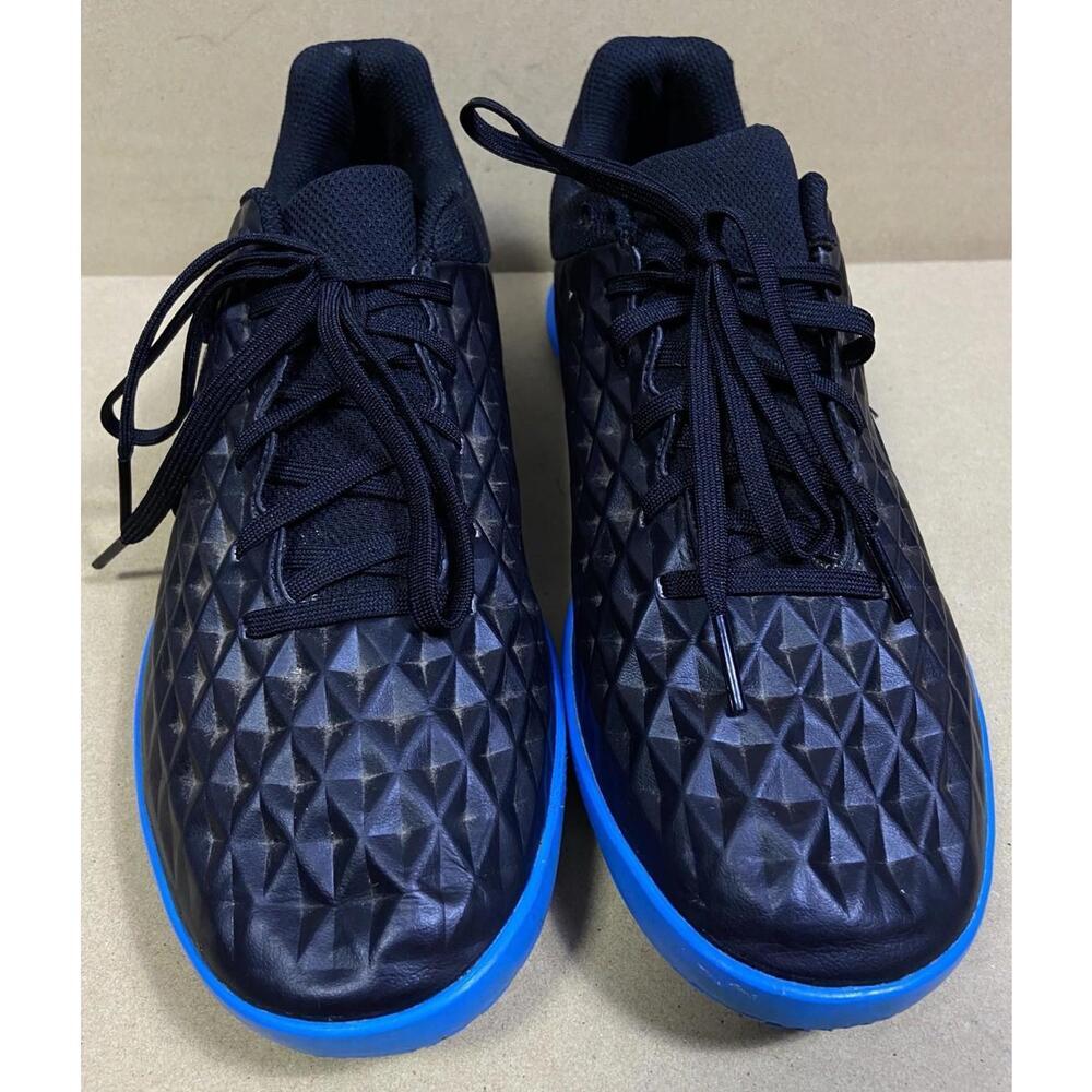 Nike Tiempo Indoor Soccer Shoes AT6110‑004 Black/Blue Men's US 8 Indoor Turf